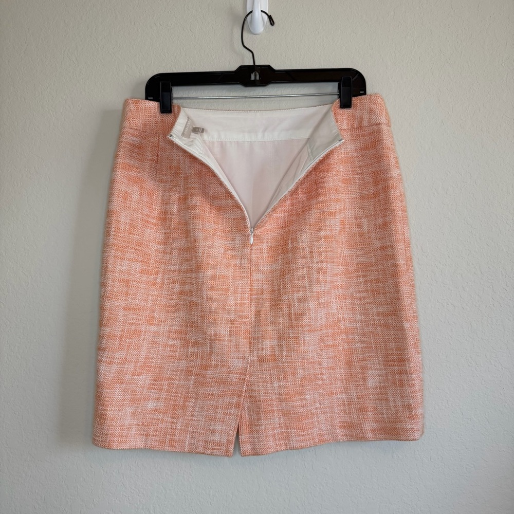 Banana Republic Peach Tweed Tailored Pencil Skirt 100% Cotton - Picture 4 of 9